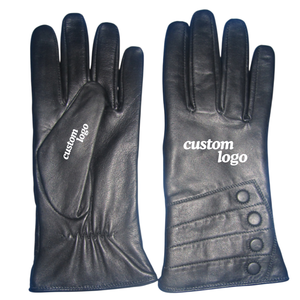 Gants décontractés en cuir noir de haute qualité, taille personnalisée, pour hommes, avec écran tactile, chauds, coupe-vent, pour la conduite en extérieur en hiver - Product Image 1