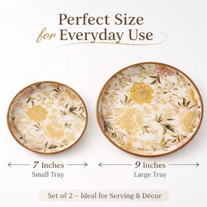 VEDELA NATURALS Modern Floral Wooden MDF Multi-functional Glossy Desk Serving Plate Beverage Storage <b>Portable</b> <b>Table</b> Organizer - Product Image 4