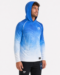 F2 Win Sweat à capuche unisexe à séchage rapide et respirant, avec imprimé animal numérique dégradé bleu, protection UPF 50, idéal pour la pêche - Meilleure vente - Product Image 1