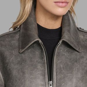High Quality Women Genuine <b>Leather</b> <b>Jacket</b> Winter Latest Style Custom Logo Woman Clothes Outerwear <b>Long</b> Sleeve <b>Leather</b> <b>jackets</b> - Product Image 3