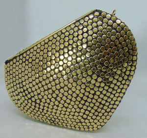 Handmade Metal <b>Clutch</b> Cum Sling Bag Jewel Stone Metal <b>Clutch</b> Gold Bag - Product Image 4