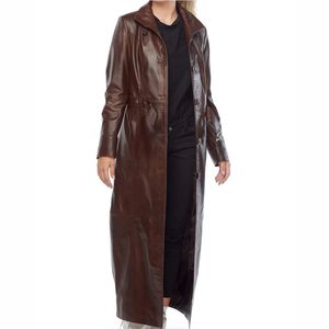 Vente de manteaux longs pour hommes en cuir vintage à double boutonnage, style mid-century, automne/hiver - Product Image 2