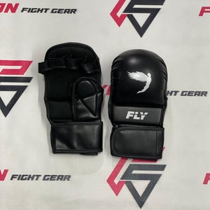 Nouveaux gants de boxe MMA demi-doigts pour l'entraînement, noirs, avec logo personnalisé, paume ouverte, pour arts martiaux. - Product Image 1