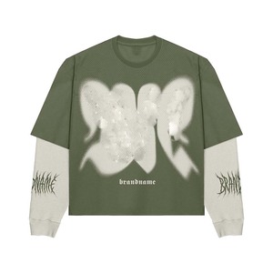 <b>Women</b> Double Layer <b>Mesh</b> Cotton Blend Shirt GSM Purple Contrast Panel Custom Sublimation Print Logo TShirt Double Layer Shirts - Product Image 5