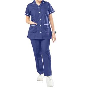 Meilleur ensemble de blouses médicales premium pour infirmières, tenue de travail d'hôpital, respirant, mélange de coton, haut à col en V, pantalon droit, vente en gros - Product Image 1