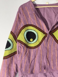 Chaqueta Suzani Bordada con Ojo Turco Morado TNT – Abrigo Boho Hecho a Mano para Festivales – Diseño Abierto - Product Image 3