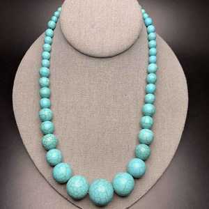B.H CRAFTS BH-1371 Classic <b>Blue</b> Resin Turquoise Beaded <b>Necklace</b> Unisex Fashion Jewelry Round Ball Shape Statement Piece Party - Product Image 3