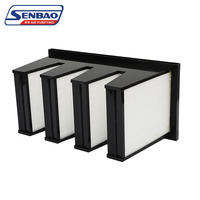 Filtre à air de type V à haute efficacité, boîtier ABS, faible porosité, filtration d'air industrielle pour salle blanche et usage médical