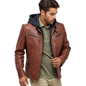 Sleek Men's Genuine Cowhide Leather Jacket with Stand Collar Solid Color Waterproof & Windproof <b>Winter</b> Wear High Street Style - Product Image 4