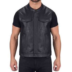 Latest Design Wholesale Cheap Price Men Leather <b>Vest</b> Comfortable Breathable Leather <b>Vest</b> Made In Pakistan - Product Image 2