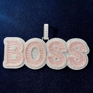 จี้เพชรโมอิสซาไนต์ทรงตัวอักษร BOSS สุดฮิตสำหรับทุกเพศ ดีไซน์ใหม่ทันสมัย ทำจากเงินแท้ประดับทอง พร้อมใบรับรอง GRA - Product Image 2