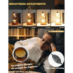 Lampe chauffe-bougie à intensité variable avec minuterie, cadeau d'anniversaire ou de pendaison de crémaillère pour femme et maman, élégante décoration pour la maison neuve avec chauffe-cire J - Product Image 2