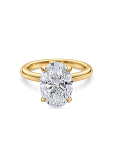 Magnifique bague de fiançailles ovale solitaire avec diamant de laboratoire de 1+ carat et halo caché |   Or jaune, blanc, rose et platine 18 carats - Product Image 3