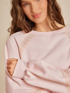 เสื้อฮู้ดดี้ปักลายสไตล์วินเทจสำหรับผู้หญิง คอกลม แต่งโลโก้ด้วยคริสตัลแบบติดร้อน ผ้าฟลีซโพลาร์ สตรีทแวร์ โรงงานรับผลิตแบบ OEM/ODM - Product Image 5