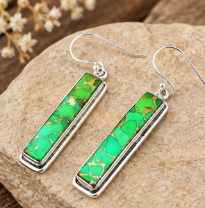 Pendientes Colgantes de Cobre Púrpura, Turquesa y Plata para Mujer, Pendientes de Gota Verdes, Estilo Boho Suroeste, Joyería de Moda al por Mayor - Product Image 6