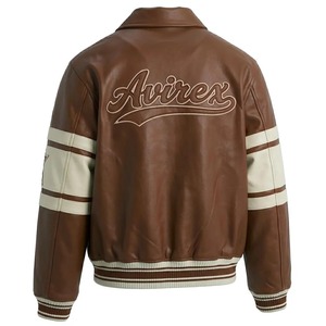 เสื้อแจ็คเก็ตหนังทรงบอมเบอร์ Avirex USA Varsity |   เสื้อโค้ทเลตเตอร์แมนสไตล์เรโทรสำหรับผู้ชาย - Product Image 2
