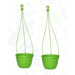 Juego de 2 macetas colgantes de metal para balcón, modernas, verdes, de polipropileno, para decoración de interiores, exteriores, jardín y hogar. - Product Image 1