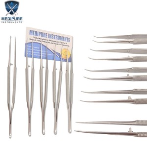 Ensemble de micro-pinces de qualité supérieure, droites, courbées, dentées et non dentées, pour la microchirurgie vasculaire, la neurochirurgie, l'ORL et les instruments plastiques - Product Image 1