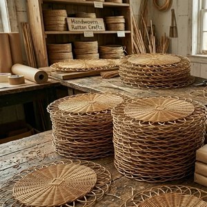 Wholesale Rattan Charger <b>Plates</b> Natural Handwoven Wicker Placemat Table Decor for Wedding and Catering Events - Product Image 6