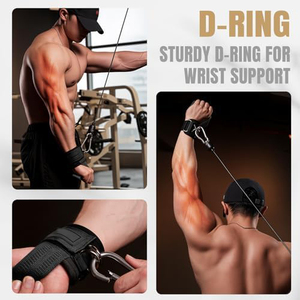 Non Slip Wrist Straps for Weightlifting Deadlifting, Gym Lifting Straps with D Rings for <b>Cable</b> Machine Workout Straps - Product Image 5