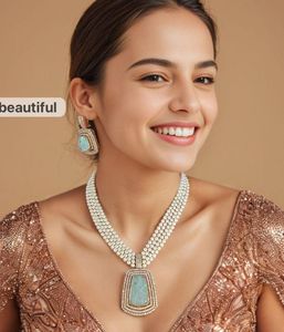 Long collier royal fabricant de collier en laiton AD ensemble de pendentifs tendance pour vêtements de fête de mariage pour femmes - Product Image 1