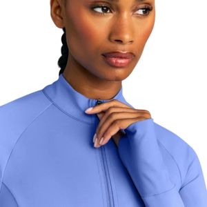 Womens Blue Long Sleeve <b>Jacket</b> High Neck Fitted Activewear Gym <b>Workout</b> Sports Top Slim Fit Athletic <b>Jacket</b> Custom OEM Apparel - Product Image 6