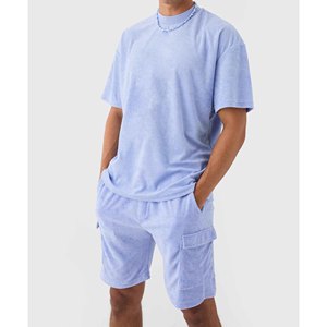 Conjunto de Verano para Hombre, Camisa de Manga Corta Elegante, Pantalones Cortos con Cordón, 100% Algodón, Secado Rápido, Conjunto Informal de Dos Piezas, para Playa, Vacaciones, Viajes - Product Image 2