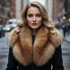 Ensemble écharpe et col en vraie fourrure de renard pour femme avec col en fourrure naturelle en satin détachable - Respirant et écologique pour toutes les saisons - Product Image 3