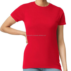 Camiseta de Manga Corta con Cuello Redondo para Mujer, Lisa, de Algodón, Personalizable con Logotipo, MOQ Bajo, Precio de Fábrica - Product Image 5
