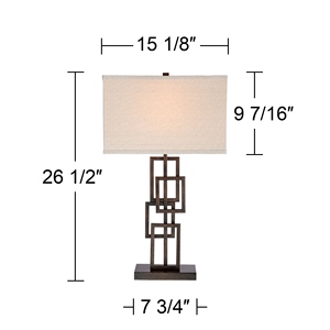 New design Geometric Bronze <b>Table</b> <b>Lamp</b> Luxury Rectangular Metal <b>Base</b> Linen Fabric Shade Elegant Bedside Nightstand Light - Product Image 4