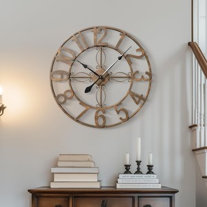 Reloj de Pared Rectangular de Madera Sheesham, Abstracto y Geométrico, Minimalista, con Energía Solar |   Hecho a Mano - Product Image 3