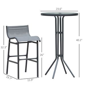 Set Bistrot da Esterno a 3 Pezzi Grigio Antracite per 2 Persone, Mobili da Giardino Resistenti - Product Image 3