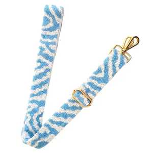 Sangle de sac à main réglable de style guitare, brodée de perles, motif animalier pastel zèbre léopard, fabriquée à la main en usine - Product Image 6