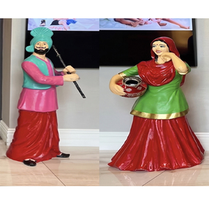 Statue culturelle Punjabi Bhangra pour mariage entrée de mariage Punjabi Statues Bhangra entrée de mariage multicolore Statue Punjabi - Product Image 1