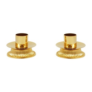 Portavelas de latón de diseño, acabado dorado brillante, juego de 3 piezas ornamentadas para decoración de mesa, soporte decorativo para el hogar o iglesia. - Product Image 3