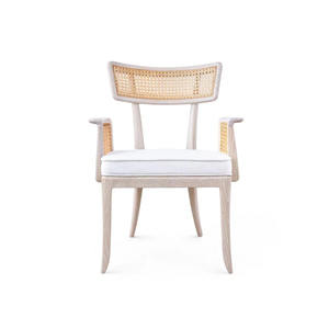 Silla de Comedor NAM HAI, Duradera, Tradicional y Moderna, con Marco de Madera de Roble Macizo, Mimbre de Ratán y Cojín de Tela, Muebles para Comedor con Reposabrazos - Product Image 3