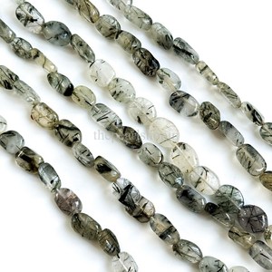 Perles de quartz rutilé noir naturel, ovales lisses 7x10mm, perles de pierres précieuses de rutile noir pour la fabrication de bijoux et l'artisanat, prix en gros - Product Image 2