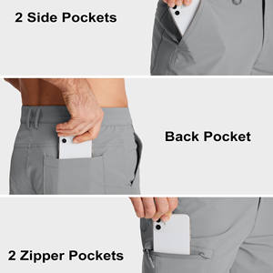 Pantalones cortos de senderismo para hombre de secado rápido con múltiples bolsillos, tela ligera y duradera para senderismo y trekking, uso en exteriores. - Product Image 4