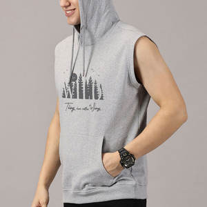 Hoodies sans manches pour hommes, respirants, en coton, logo personnalisé, hoodies sans manches de qualité supérieure pour hommes - Product Image 2