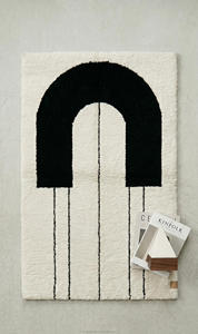 Tapis en laine tufté à la main sur mesure avec dos antidérapant, motif géométrique, épais, moderne, pour l'aménagement intérieur résidentiel - Product Image 4