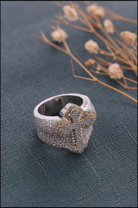 Anillo de cóctel vintage con cruz de diamantes creados en laboratorio, chapado en plata 925, engaste pavé, religioso, unisex, para uso diario - Product Image 2