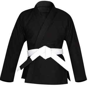 Uniforme de Karate Negro al por Mayor con Logotipo Personalizado en la Parte Delantera para Adultos, Último Diseño OEM, Artes Marciales, 100% Algodón, Transpirable y Ligero - Product Image 2
