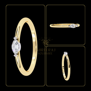 แหวนหมั้นเพชรทรงมาร์คีส์ 0.10 กะรัต สไตล์มินิมอลใหม่ เพชรเพาะเลี้ยงในห้องปฏิบัติการ ทองคำแท้ 18K สี E/F ความสะอาด VVS รับรองโดย IGI ยี่ห้อ SHREERAJ - Product Image 4