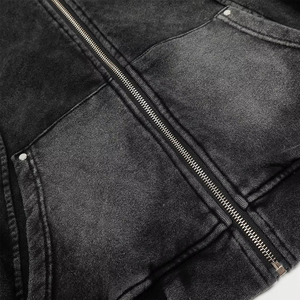Unique Style Breathable Acid Wash <b>Zipper</b> Hoodie New Arrival Thick High GSM Oversized Winter Vintage Acid Wash Hoodies - Product Image 6