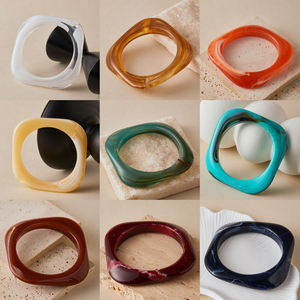 Pulsera de Acrílico Estilo Resina para Mujer, Regalo, Uso Diario, Vacaciones, Múltiples Combinaciones de Colores, Artesanía en Resina - Product Image 2