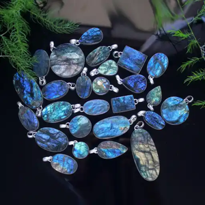 Piedra Preciosa de Labradorita Natural en Bruto, Plateada, para Joyería de Moda, Hecha a Mano, Azul/Multicolor, 25-30mm |   2026 - Product Image 3