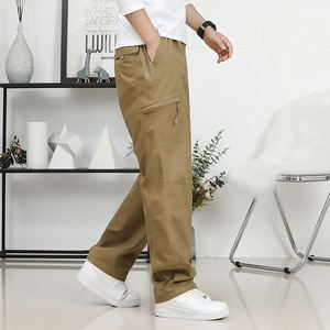 Pantalones Cargo Gris Oscuro para Hombre, Cintura Elástica, Múltiples Bolsillos, Estilo Ropa de Trabajo, Transpirables, de Lona, para Otoño, Uso Casual - Product Image 2