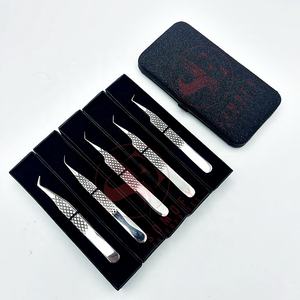 Pince à épiler d'extension de sourcils de cils à 90 degrés personnalisée de marque privée forte tenue mince mince volume droit acier inoxydable beauté - Product Image 1