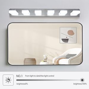 Modern 6-<b>Light</b> Chrome LED <b>Vanity</b> <b>Mirror</b> <b>Light</b> Fixture for Bathrooms and Makeup Tables - Product Image 2