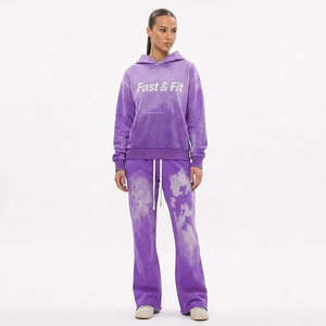 Ensemble 2 pièces de survêtement décontracté pour femme, coupe slim, effet délavé, le plus populaire - Product Image 1